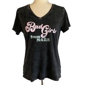 PROMESA Bad Girls From Mars Stone Washed Graphic T Shirt Gray Size Medium Lounge